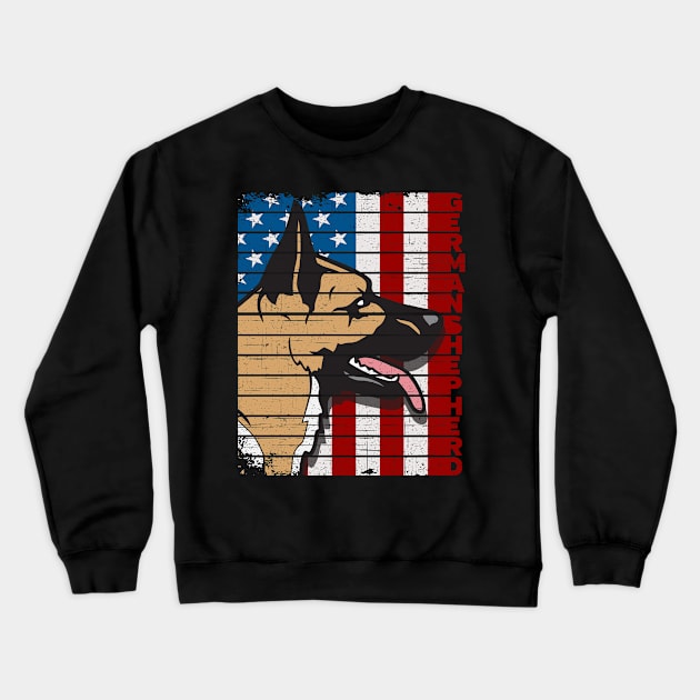 German Shepherd American Flag Crewneck Sweatshirt by RadStar